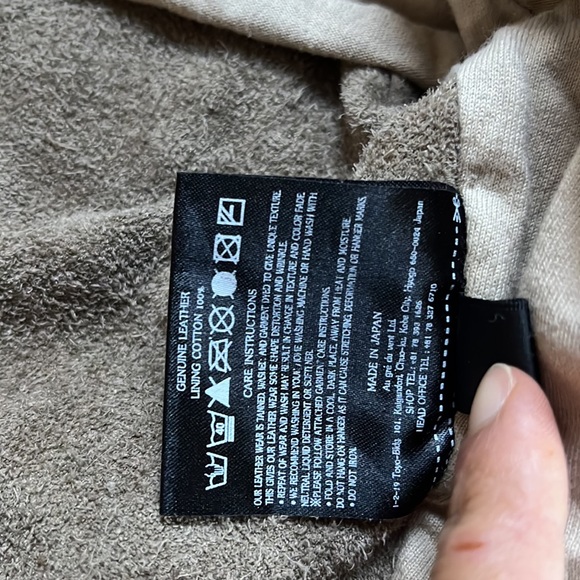 Lisii Tan Leather Cropped Open Jacket with Ruffle Trim - Picture 9 of 11